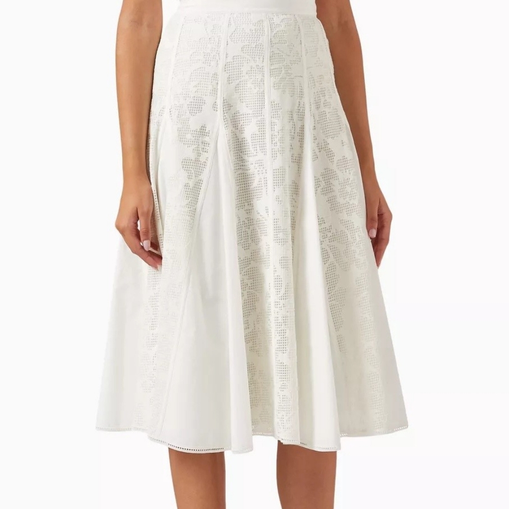 3.1 Phillip Lim Bonded Lace Godet Midi SkirtWHITE / 00